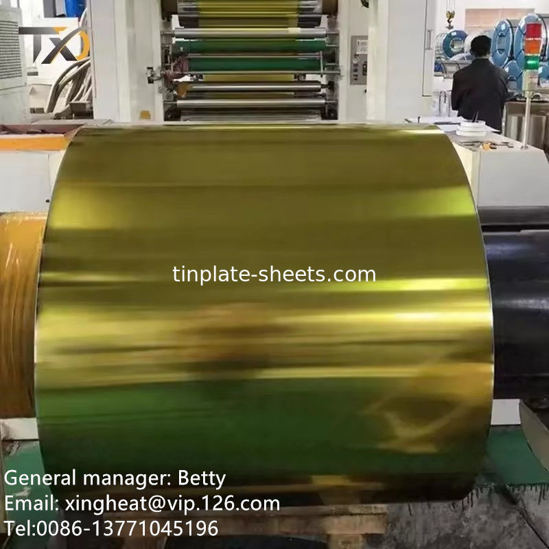Tinplate Coil for Food Packaging T2/T3/T4/T5 Temper 0.15-0.49mm Thickness 600-986mm Width 4-8MT per Coil Silver Surface